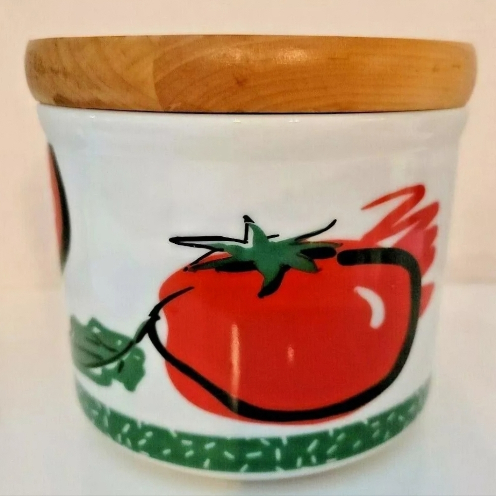 Tom Prager For Lippet Small Ceramic Canister with Wood Lid Rubberized Seal